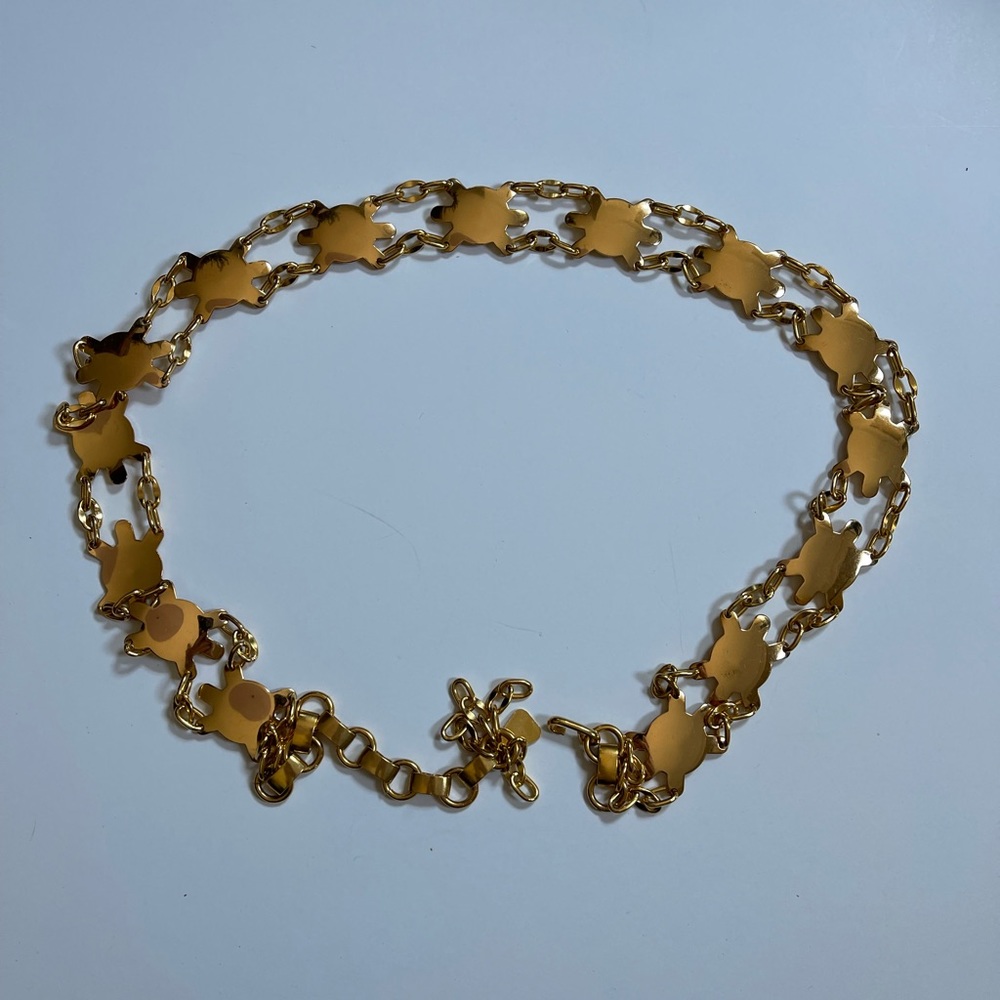 Vintage Morris Moskowitz Gold Link Chain Belt with Round Decorative Solid Links